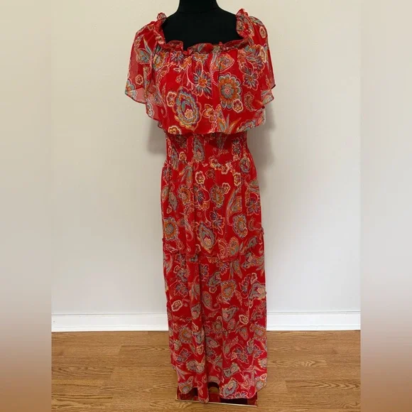 Rabbit Rabbit Rabbit Red Floral Maxi Dress - Picture 1 of 8